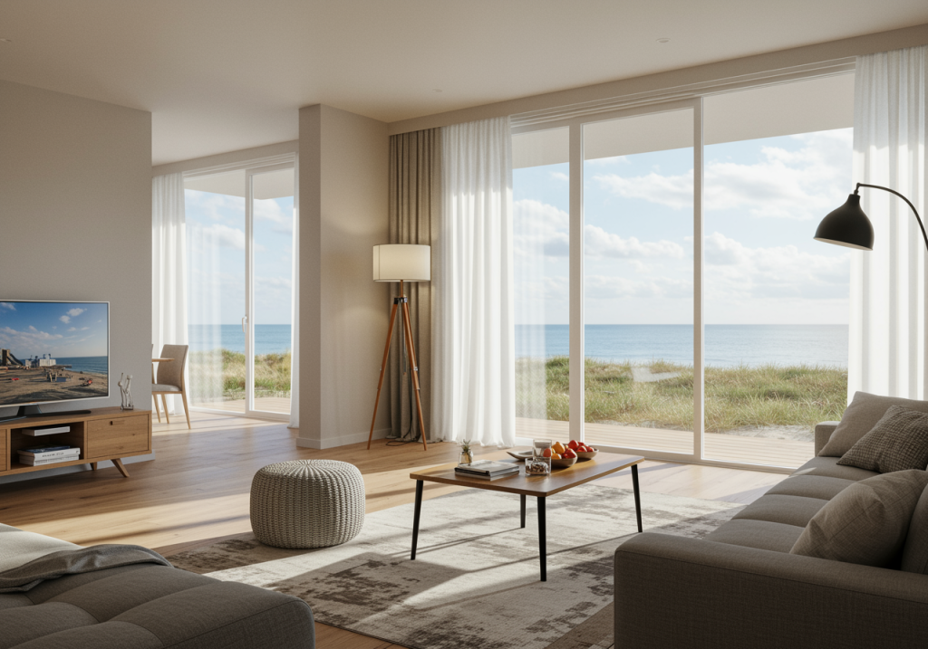 Nowoczesny apartament nad morzem z widokiem na plażę – inwestycja bezobsługowa w Kołobrzegu