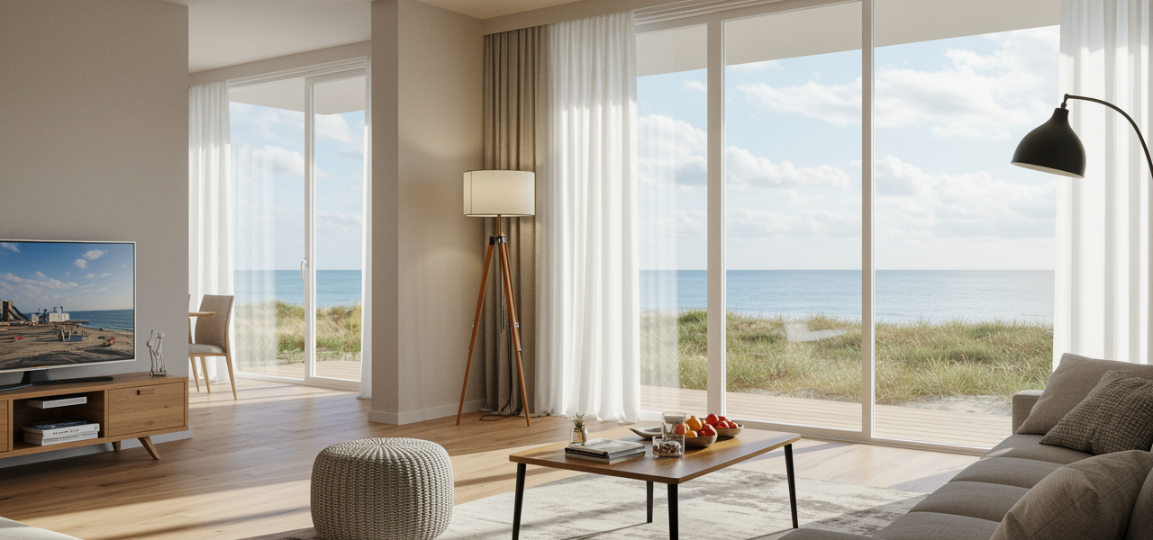 Nowoczesny apartament nad morzem z widokiem na plażę – inwestycja bezobsługowa w Kołobrzegu