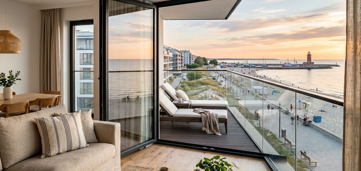 Apartament inwestycyjny z widokiem na morze w Kołobrzegu – inwestycja Linea Mare ze stałą stopą zwrotu 8%